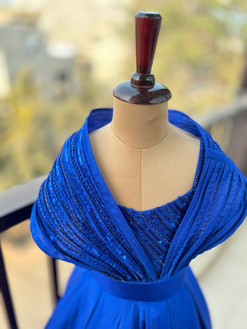 Blue Corded Birthday Dress