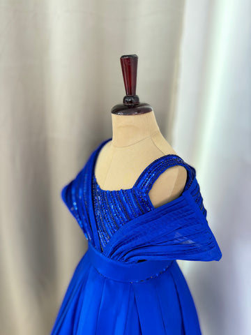 Blue Corded Birthday Dress
