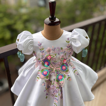 White Big Butterfly Birthday Dress