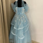 Blue Handmade Mother Daughter Dress Set