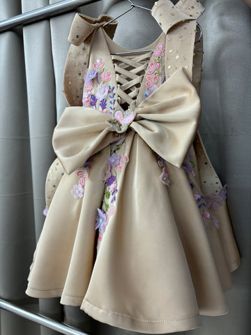 Coffee colour baby dress for birthday Girl