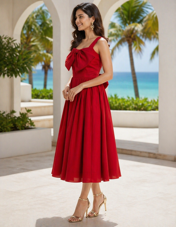 Red Bow Style Dress for women