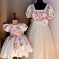 White Handmade Mother Daughter Combo Dress