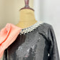 Black Sequin Shoulder Bow Dress