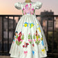 Handpainted white beautiful birthday dress for baby Girl