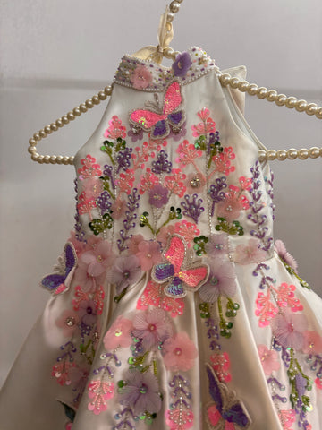 White Halter Neck Baby Dress