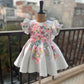 White Multi Color Handmade Dress