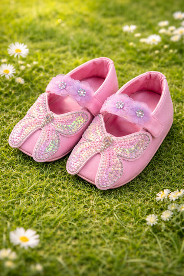Hand made beautiful baby shoes of soft fabric