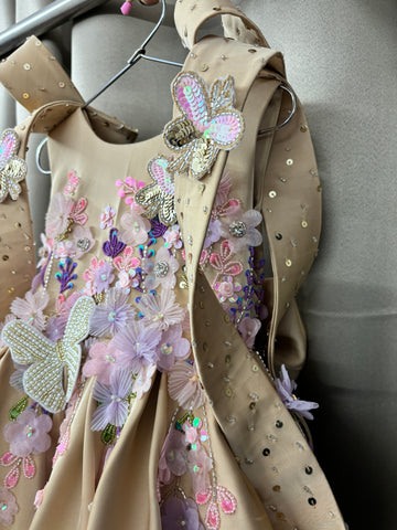 Coffee colour baby dress for birthday Girl