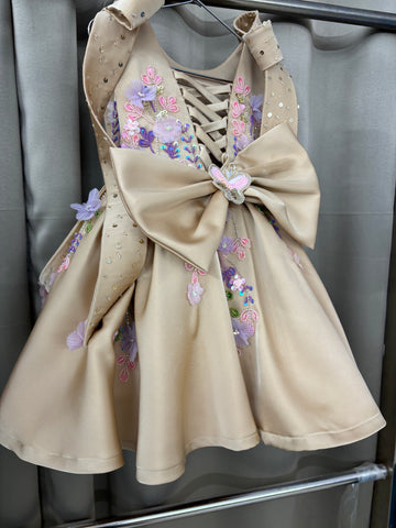 Coffee colour baby dress for birthday Girl