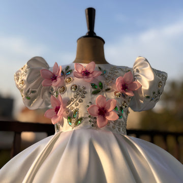 White Flower Handmade Dress