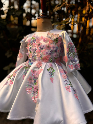 White Hand Crafted Emblished Dress