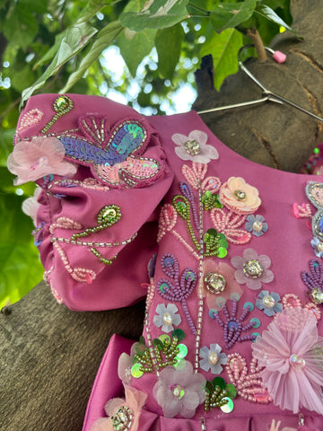 Pink Handmade Mother Daughter Dress Combo