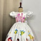 Handpainted white beautiful birthday dress for baby Girl