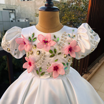White Flower Handmade Dress
