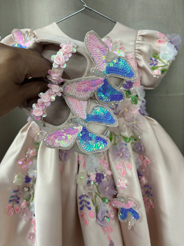 Peach color beautiful birthday dress for baby girl
