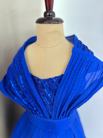 Blue Corded Birthday Dress