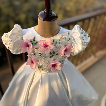 White Flower Handmade Dress