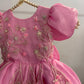 Pink Satin Organza Hand Crafted Dress