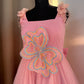 Pink 3 D Butterfly Handcrafted Dress for Women