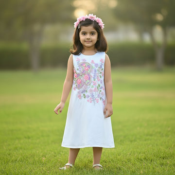 White colour Hand work dress