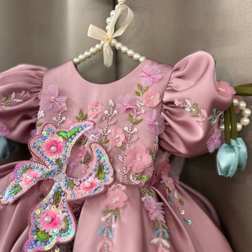 Pink 3 D Butterfly Dress