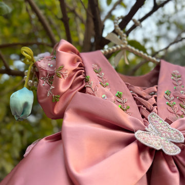 Beautiful Peach Pink Dress with 3D Butterfly
