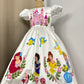 Handpainted white beautiful birthday dress for baby Girl