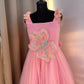 Pink 3 D Butterfly Handcrafted Dress for Women
