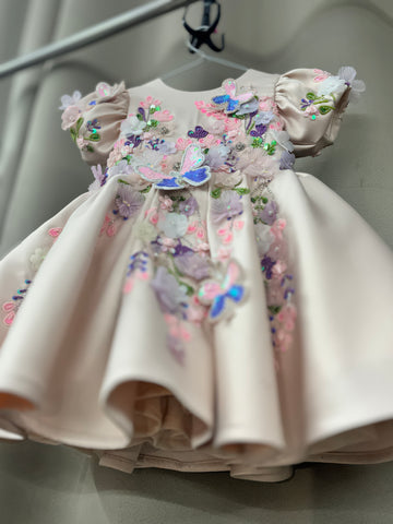 Peach color beautiful birthday dress for baby girl
