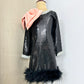 Black Sequin Shoulder Bow Dress