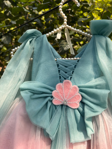 Blue and Pink dual tone Baby Girl Handmade Dress