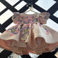Peach Butterfly Embroidered Satin Dress for Baby Girls