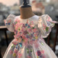 White Multi Color Handmade Dress