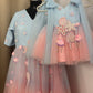 Dual Tone Handmade Mother Daughter Dress Set