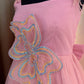 Pink 3 D Butterfly Handcrafted Dress for Women