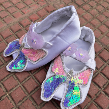 White Colour Handwork cloth shoes