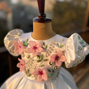 White Flower Handmade Dress
