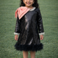 Black Sequin Shoulder Bow Dress