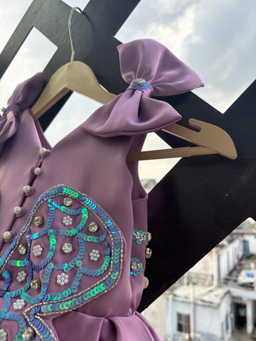 Lavender Bow Handmade Birthday Dress