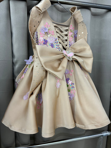 Coffee colour baby dress for birthday Girl