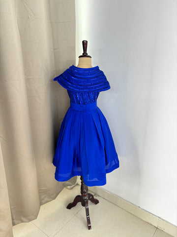Blue Corded Birthday Dress