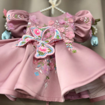 Pink 3 D Butterfly Dress