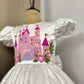 Handpainted white beautiful birthday dress for baby Girl