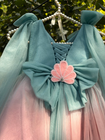 Blue and Pink dual tone Baby Girl Handmade Dress
