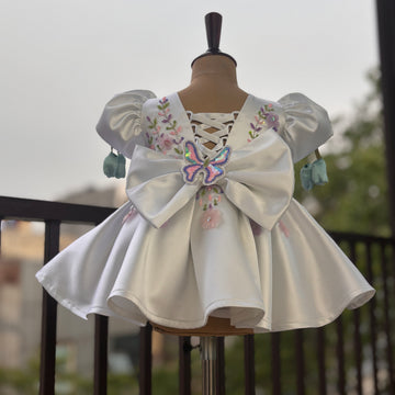 White Big Butterfly Birthday Dress