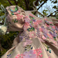 Beige Handmade Dress with 3D Butterflies