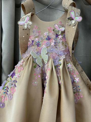 Coffee colour baby dress for birthday Girl