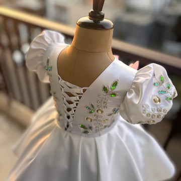 White Flower Handmade Dress