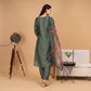 EF1004 - Green Handwork Suit Set with Printed Dupatta